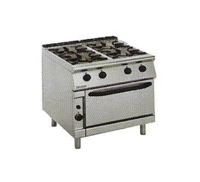 Four-burner open stove with down game